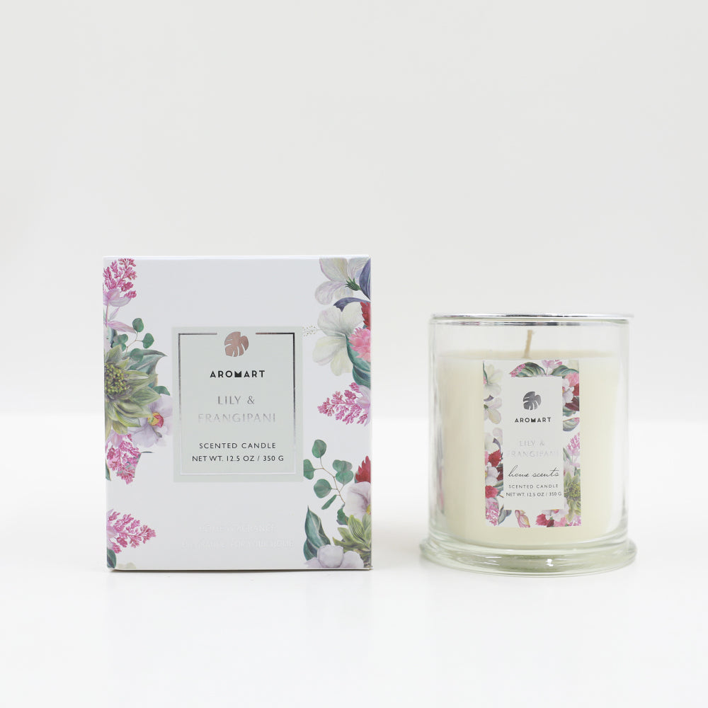 350G AROMART CANDLE/ LILY & FRANGIPANI