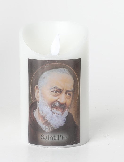 RELIGIOUS LED REAL WAX CANDLE - SAINT PIO