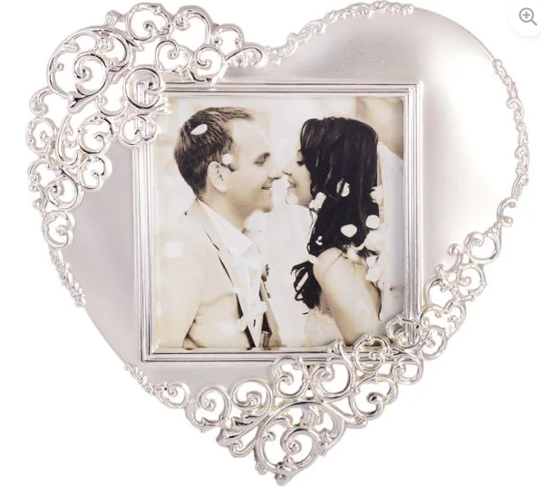 Silver Satin Heart Frame 3X3