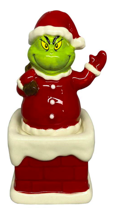 D56 Grinch - 12cm Santa Grinch in Chimney Salt & Pepper (S/2)
