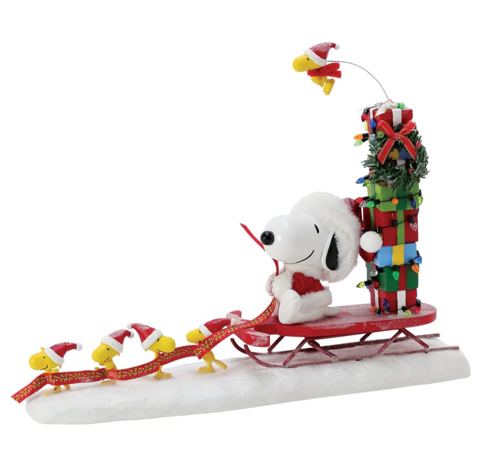D56 Group Effort (Snoopy & Woodstock Sleigh) - Peanuts by Possible Dreams