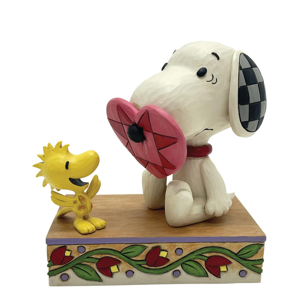 Peanuts by Jim Shore - 12cm/4.75" Snoopy With Nose Through Heart & Woodstock