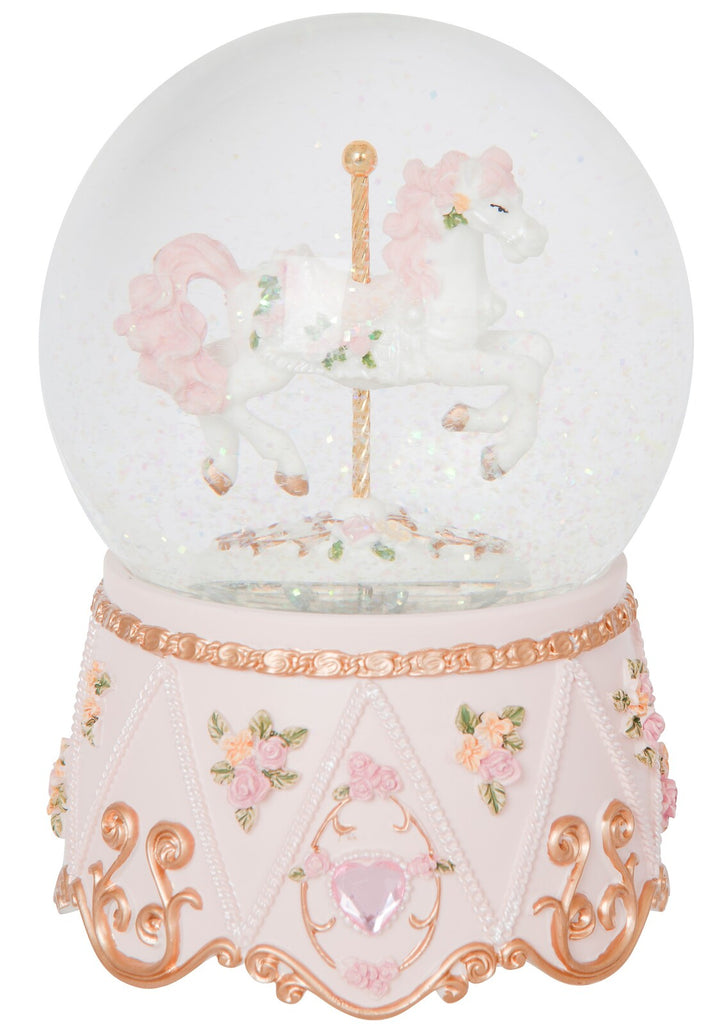 Resin Snow globe With Carousel Horse And Music
