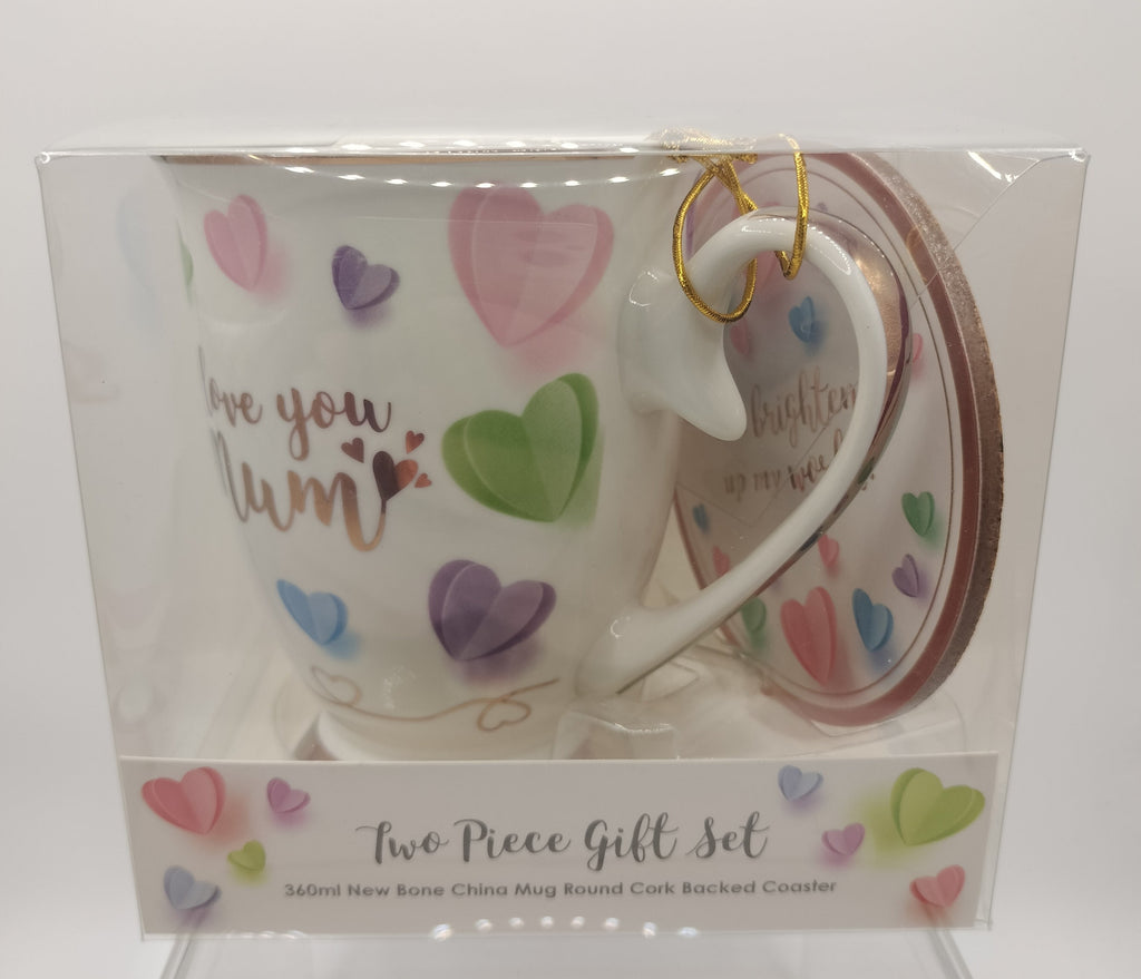 Mum sweet heart mug set