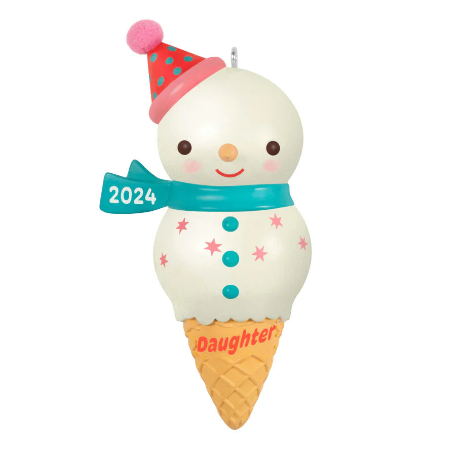 Hallmark 2024 Keepsake — Daughter Snowman Ice Cream Cone 2024 Ornament