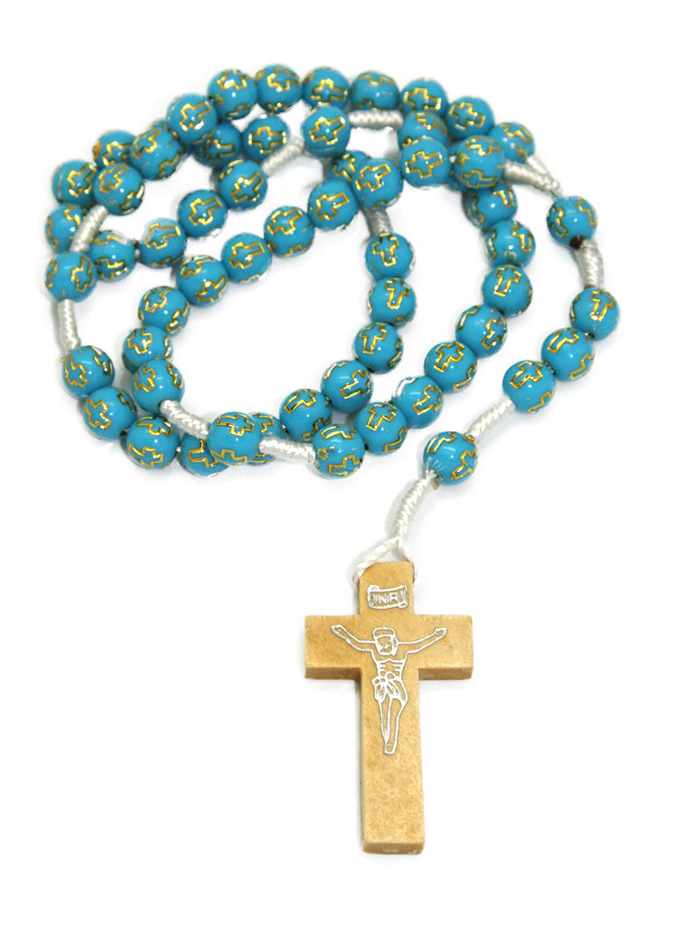 ROSARY W NYLON CORD - BLUE