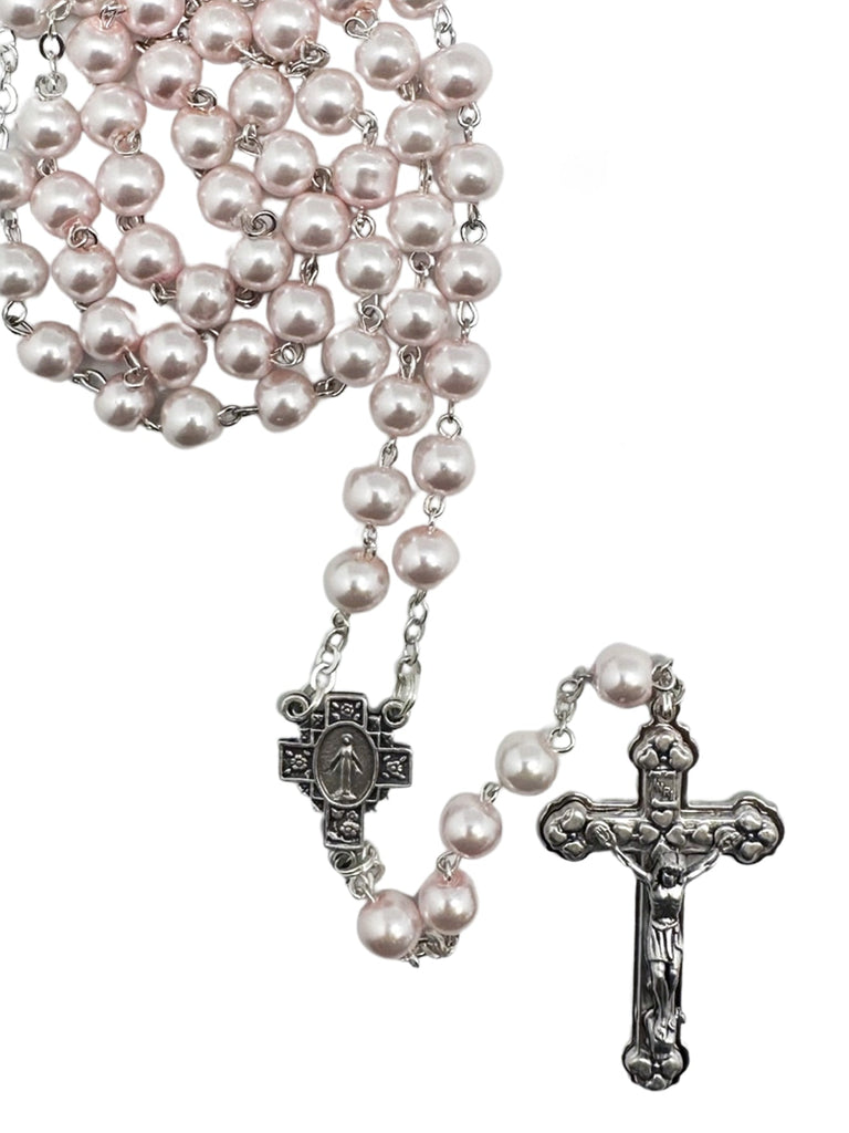 MOTHER OF PEARL ROSARY - PINK