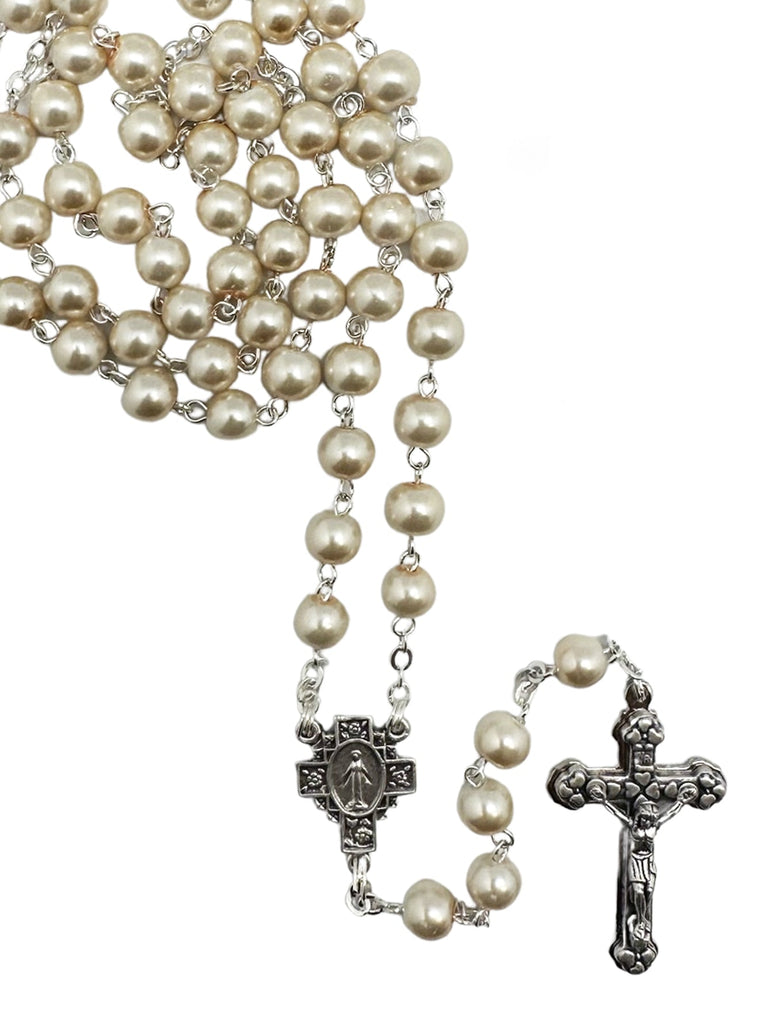 PEARL 7MM ROSARY - WHITE