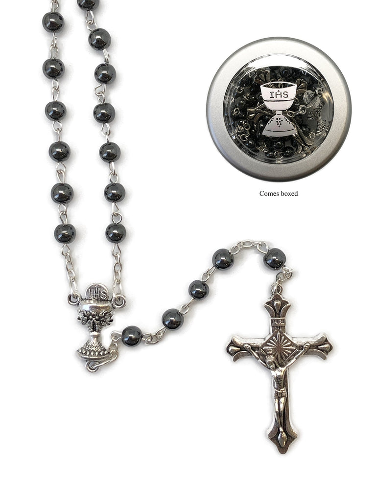 HEMATITE ROSARY IN BOX - 5MM