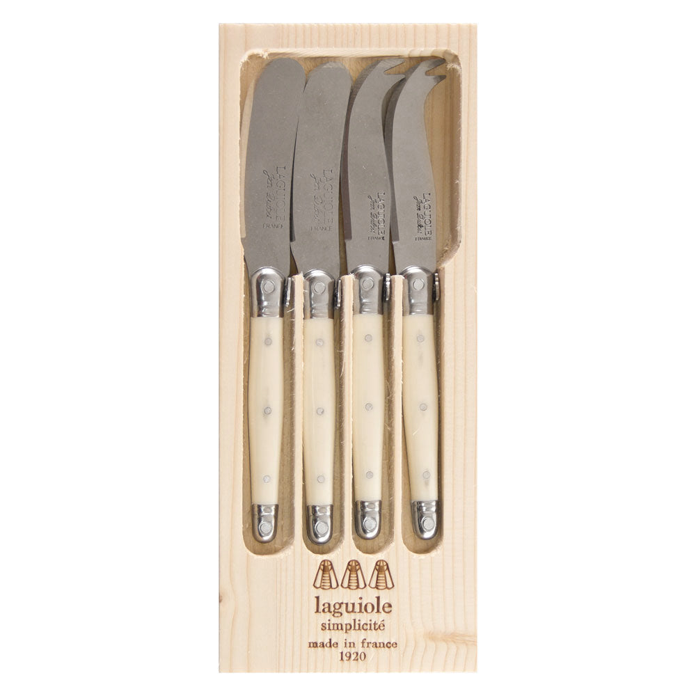 Jean Dubost Laguiole Simplicite Ivory - 4pc Mini Cheese & Pate Set 1.2mm