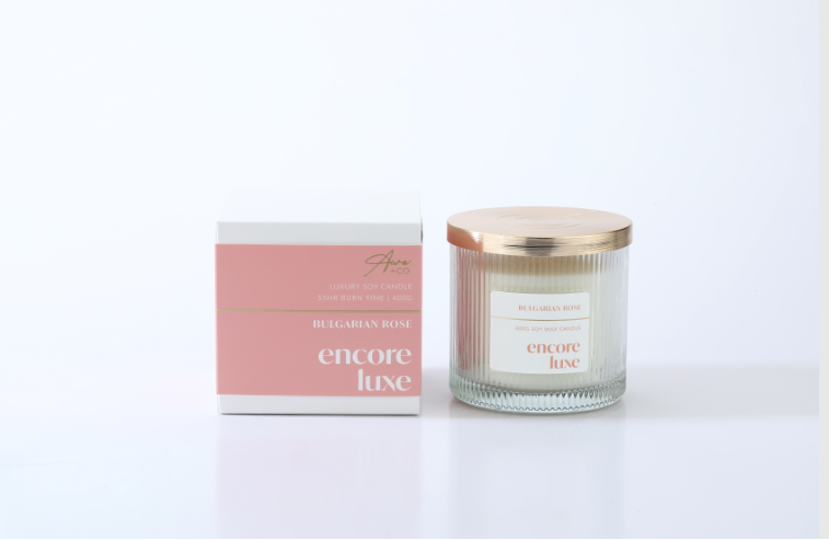 400G ENCORE LUXE RIBBED SOY CANDLE     BULGARIAN ROSE
