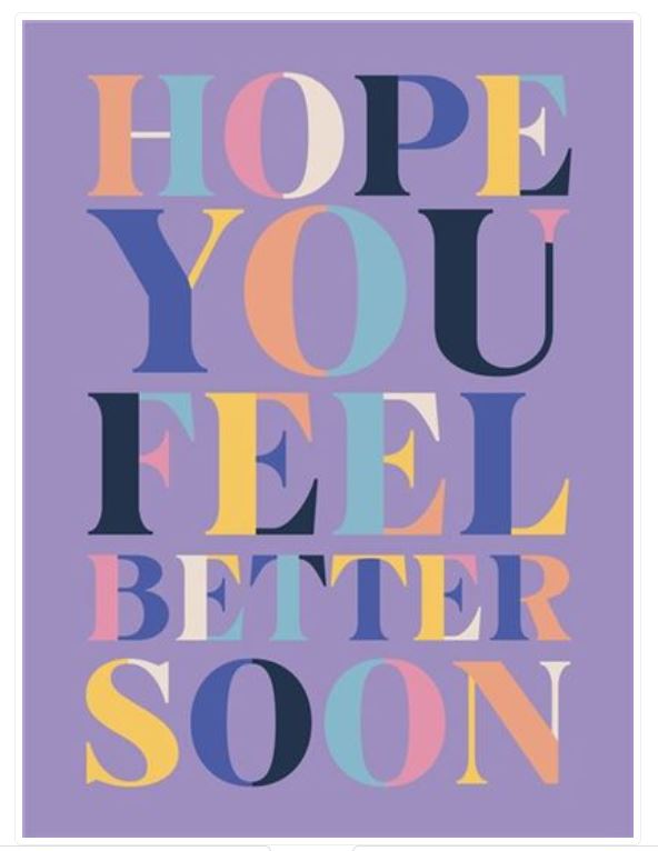 Get Well General Bold Colourful Text Greeting Card