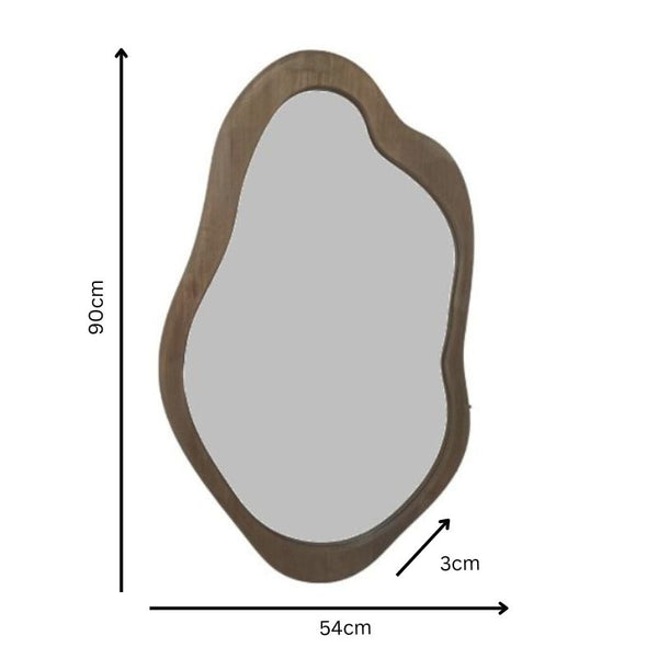 90cm Mid-Century Asymmetric Wood-Framed Wall Mirror