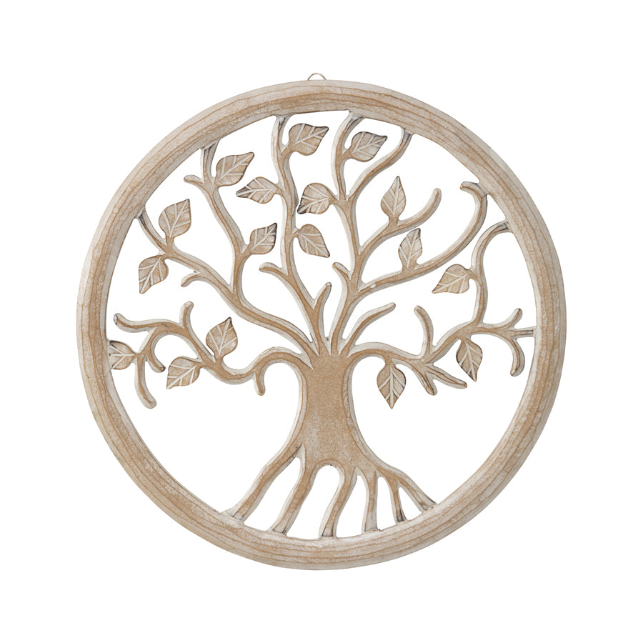 Hand-carved Round Tree-of-Life Wallart 40x1cm