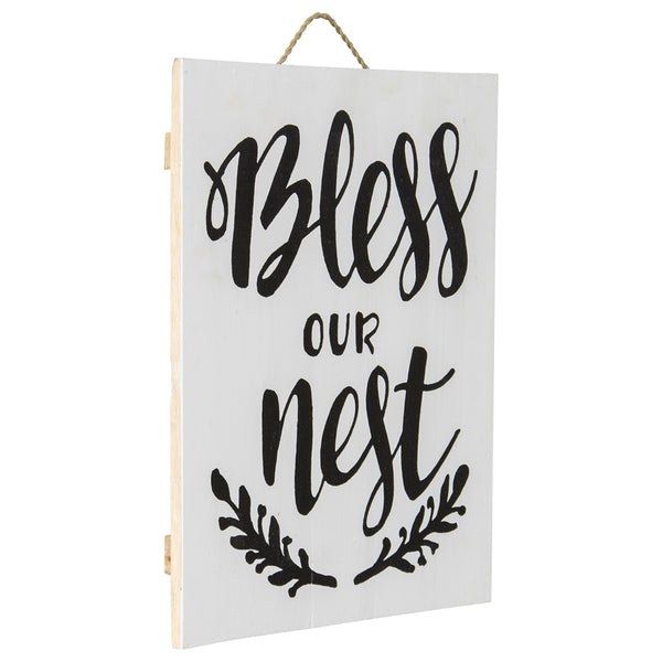 Handcrafted Monochrome Bless Our Nest Wall Art 30x40cm