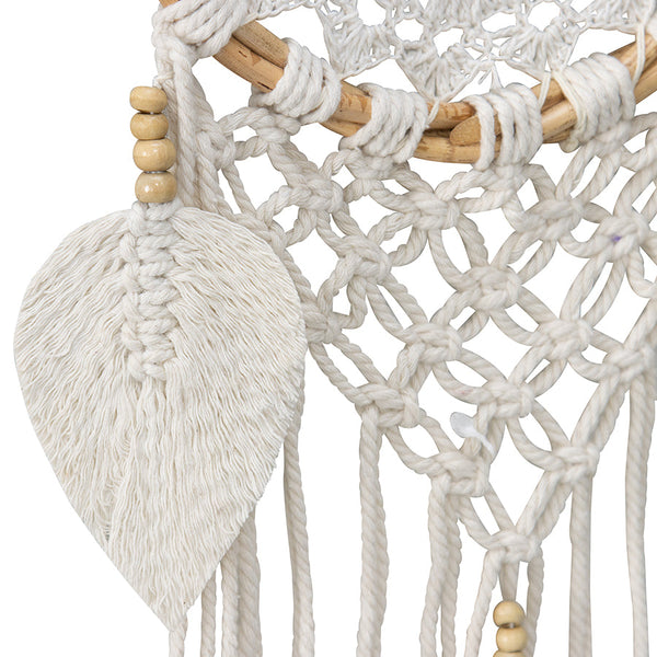 HANDCRAFTED BOHO DREAM CATCHER W/LEAF- SHAPED TASSELS