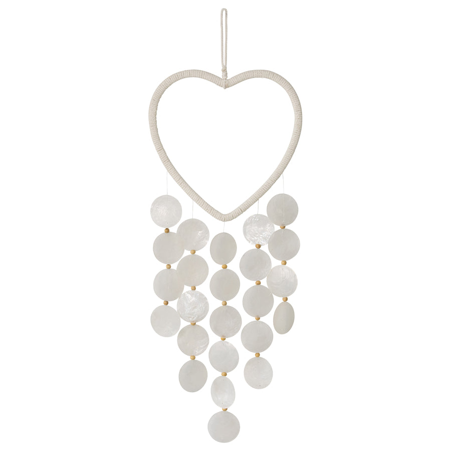 Heart w/Capiz Shells Hanging Mobile 23x65cm