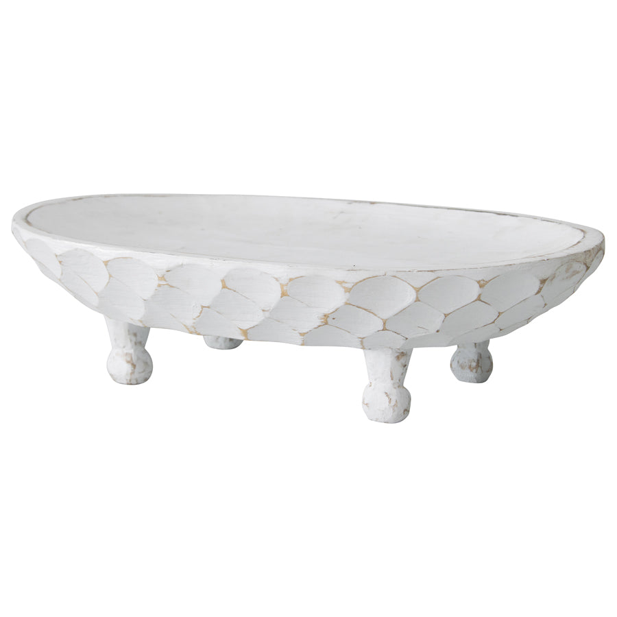 Handcarved Footed Oval Bowl 40x25x10cm