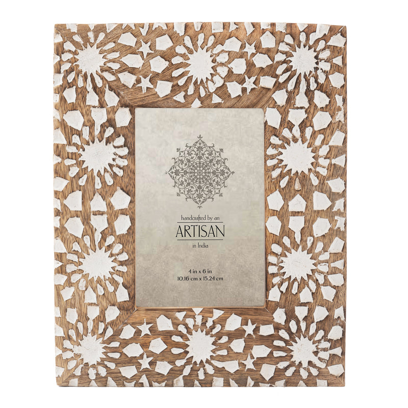 Handcrafted 4×6″ Mango Wood ‘Sunflower’ Photoframe 21×1.5x25cm