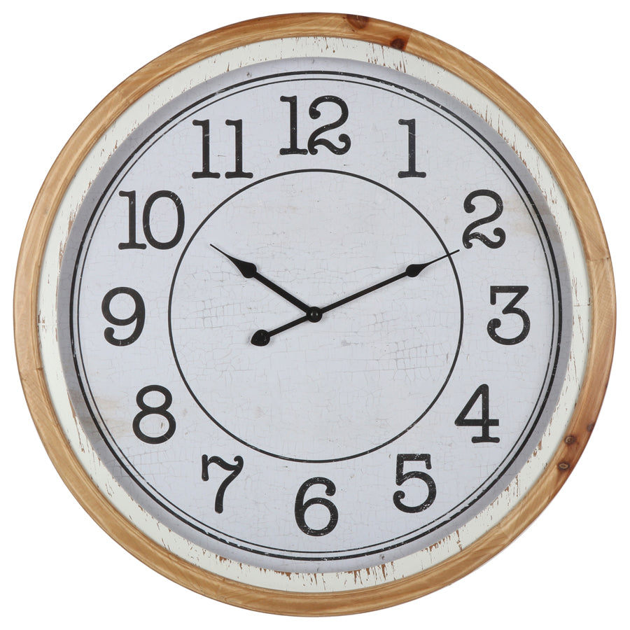 60CM DISTRESSED NORDIC GLASS-FRONT WALL CLOCK