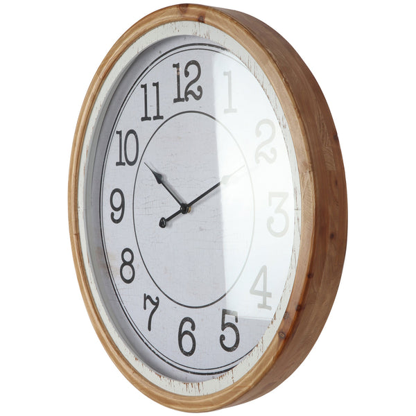 60CM DISTRESSED NORDIC GLASS-FRONT WALL CLOCK
