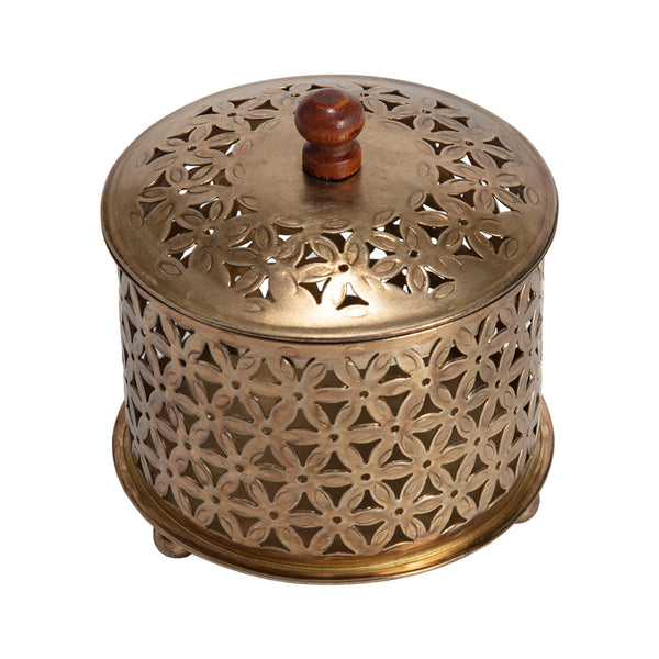 Handcrafted Round Punched-Flower Box 12x12x12cm
