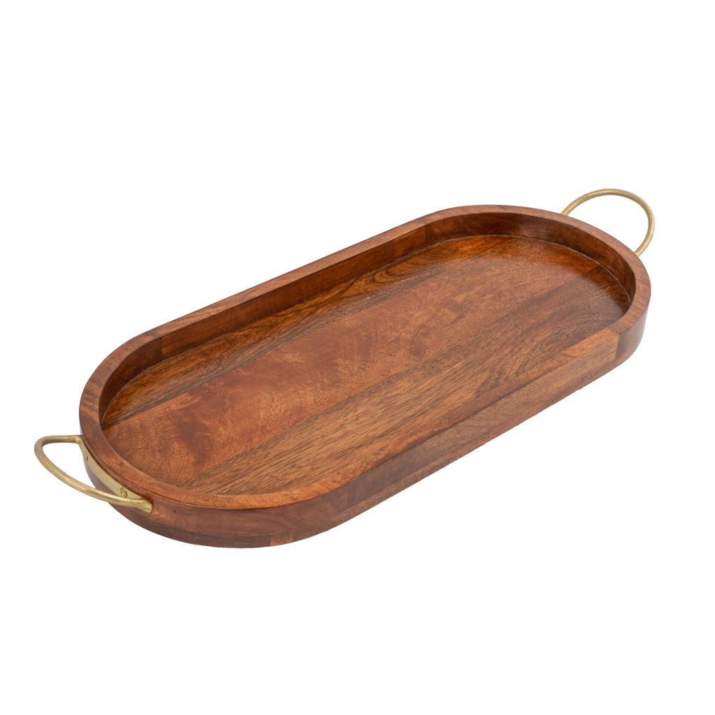 Handcrafted MangoWood Oval Tray w/Handles 63×25.5x7cm