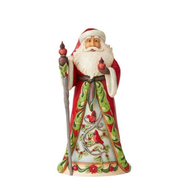 JIM SHORE HEARTWOOD CREEK - SANTA WITH CARDINAL SCENE