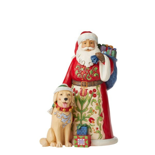 JIM SHORE HEARTWOOD CREEK - SANTA WITH DOG