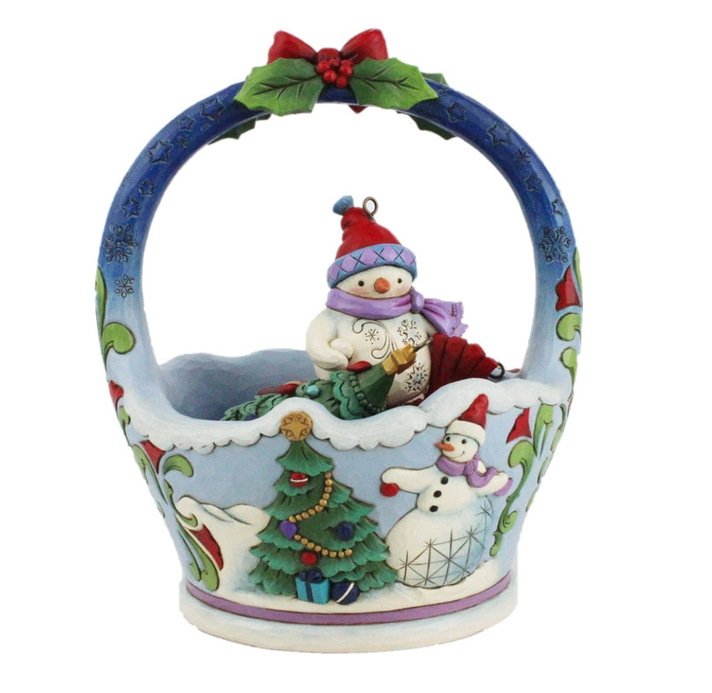 Heartwood Creek - 20.5cm/8" Christmas Basket With 4 HOs (S/5)