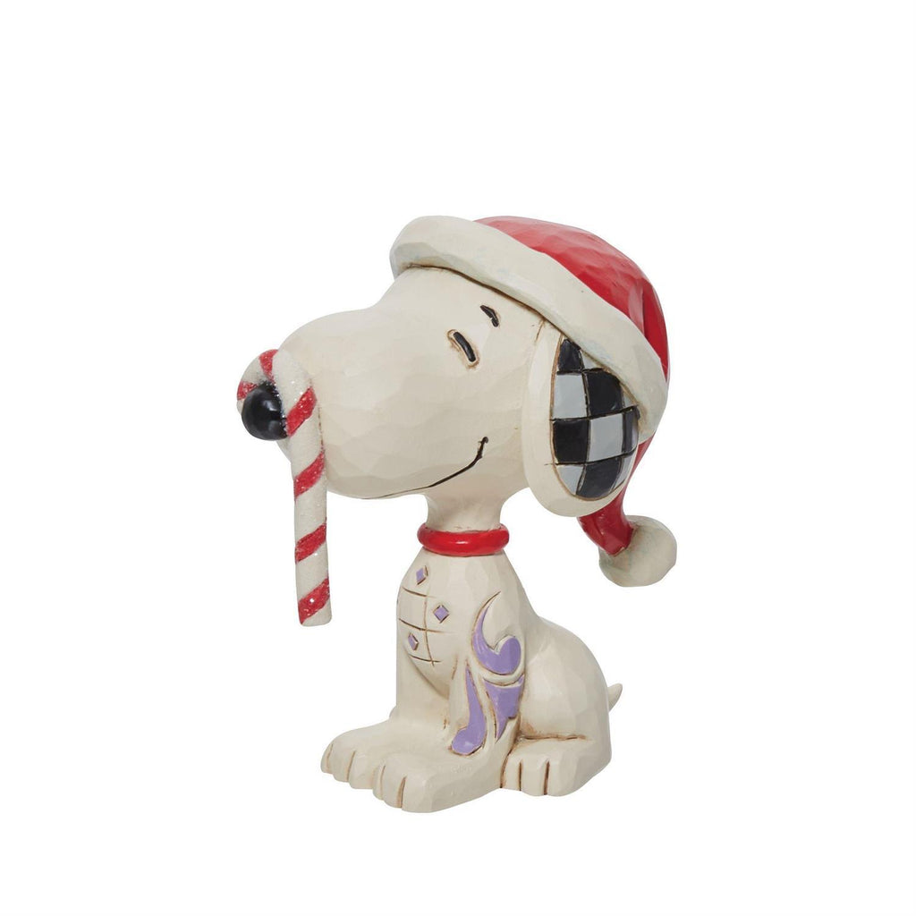 Peanuts By Jim Shore - 7cm/2.75" Mini Snoopy with Candy Cane Christmas.