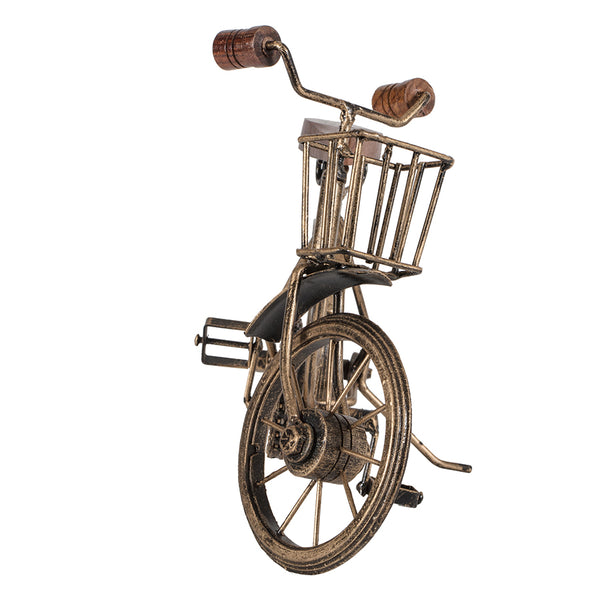 Vintage Bicycle w/Basket-Antique Gold 32x11x18cm
