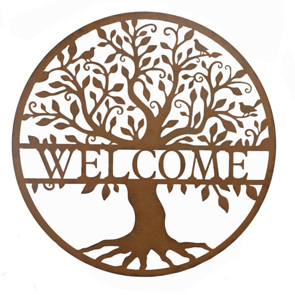 Laser-Cut Round Welcome Tree of Life Wallart 80×0.6cm