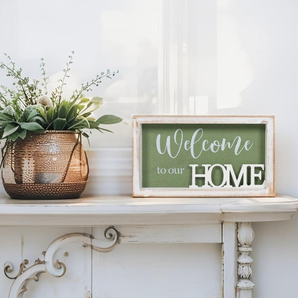 Home 3-D Plaque /Wall Art in shadow Box Frame 28×3.5x16cm