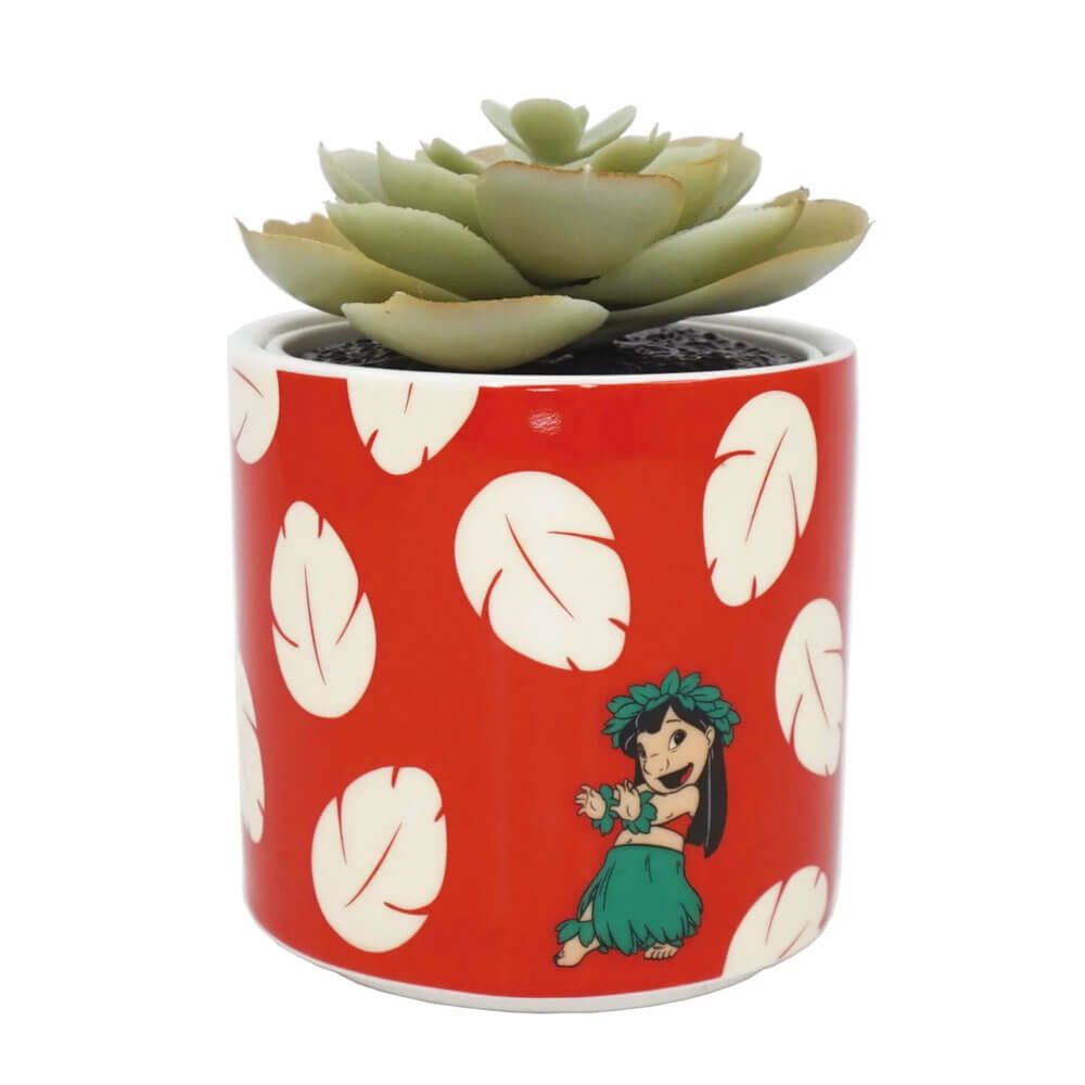 DISNEY PLANTER WITH FAUX PLANT: LILO & STITCH