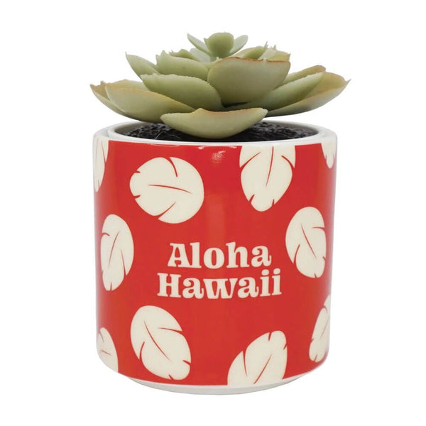 DISNEY PLANTER WITH FAUX PLANT: LILO & STITCH