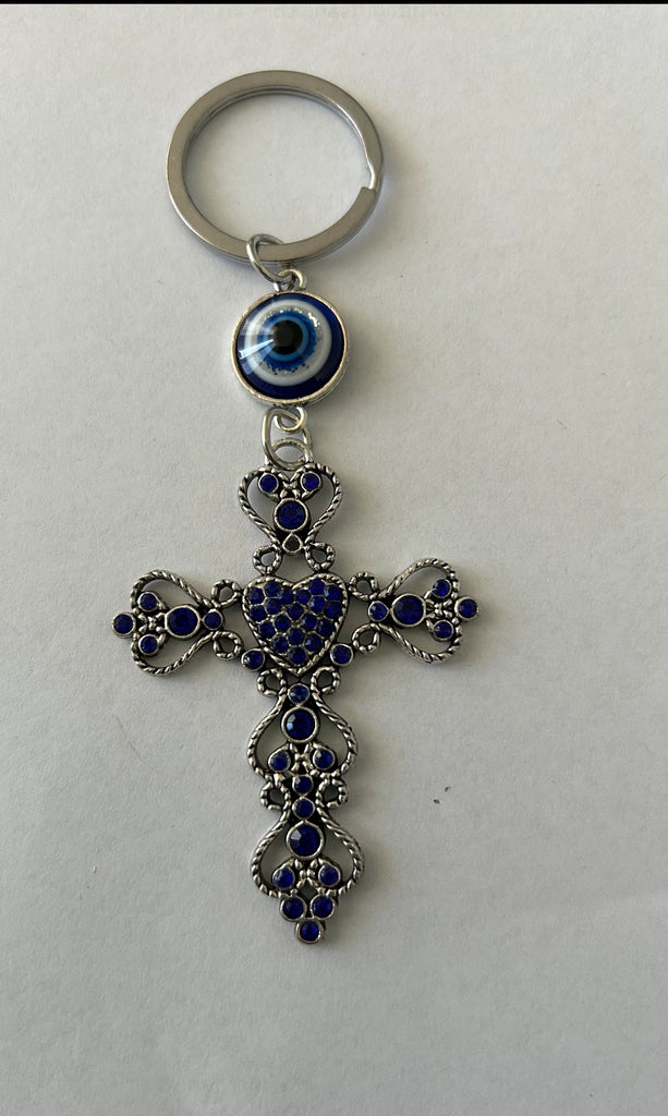 Cross / Evil Eye Keyring