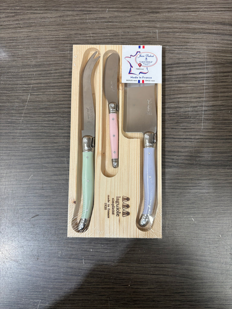 Jean Dubost Laguiole Simplicite - 3pc Cheese Set with Cleaver Pastels