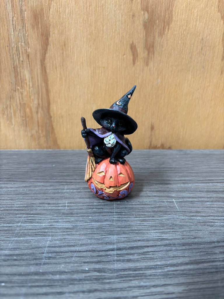 Jim Shore Heartwood Creek Halloween - Mini Black Cat On Pumpkin