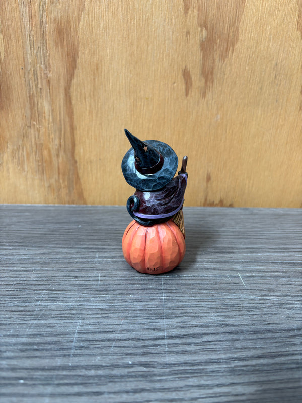 Jim Shore Heartwood Creek Halloween - Mini Black Cat On Pumpkin