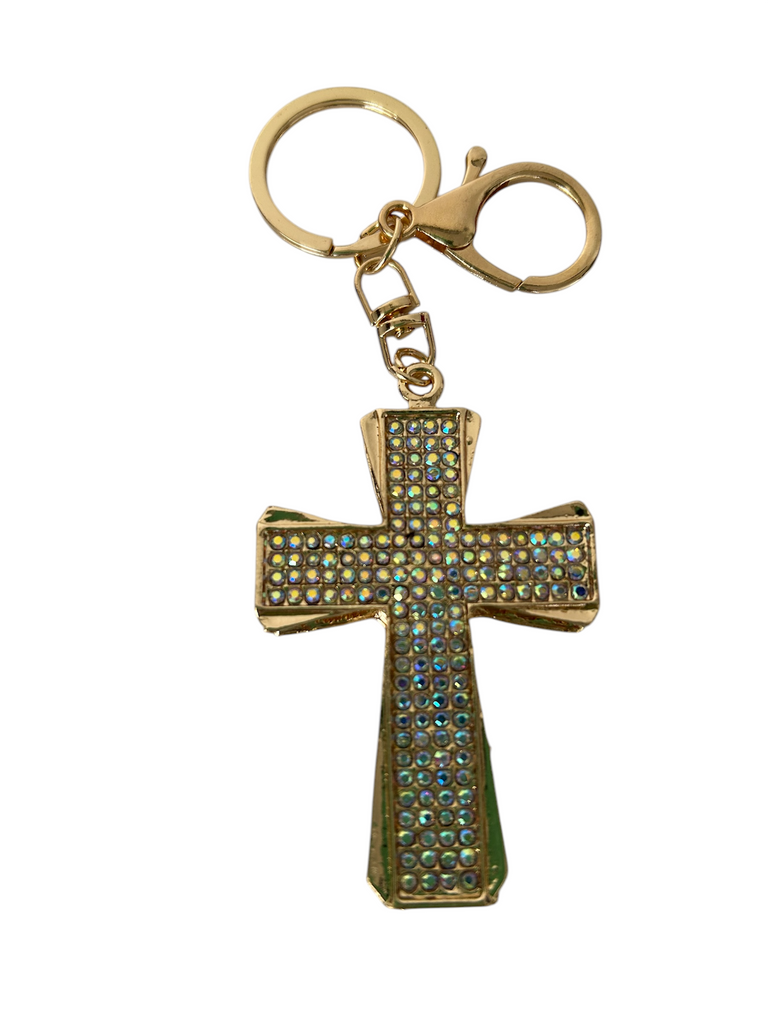Diamante Cross Keyring