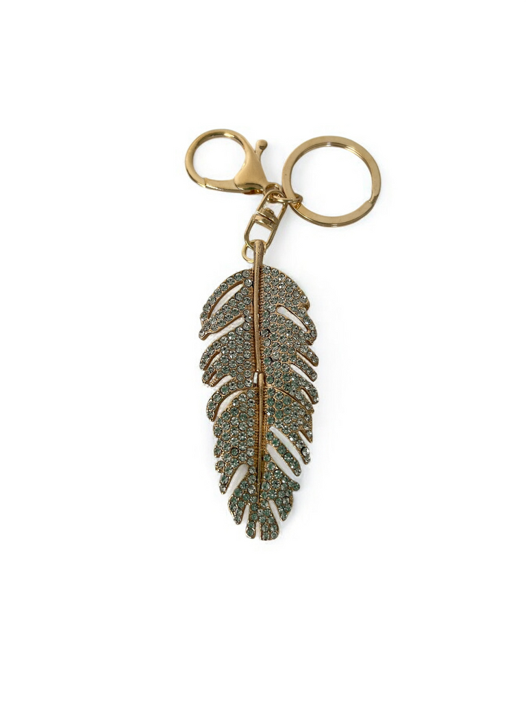 Diamante Feather Keyring