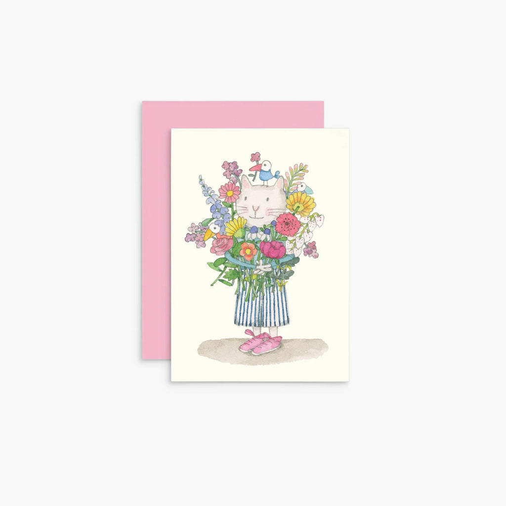 Twigseeds Mini Card - Cat With Flowers