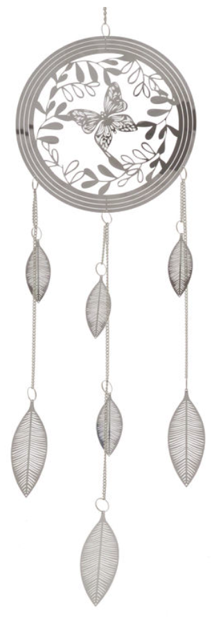 Silver Crystal Chime - Butterfly