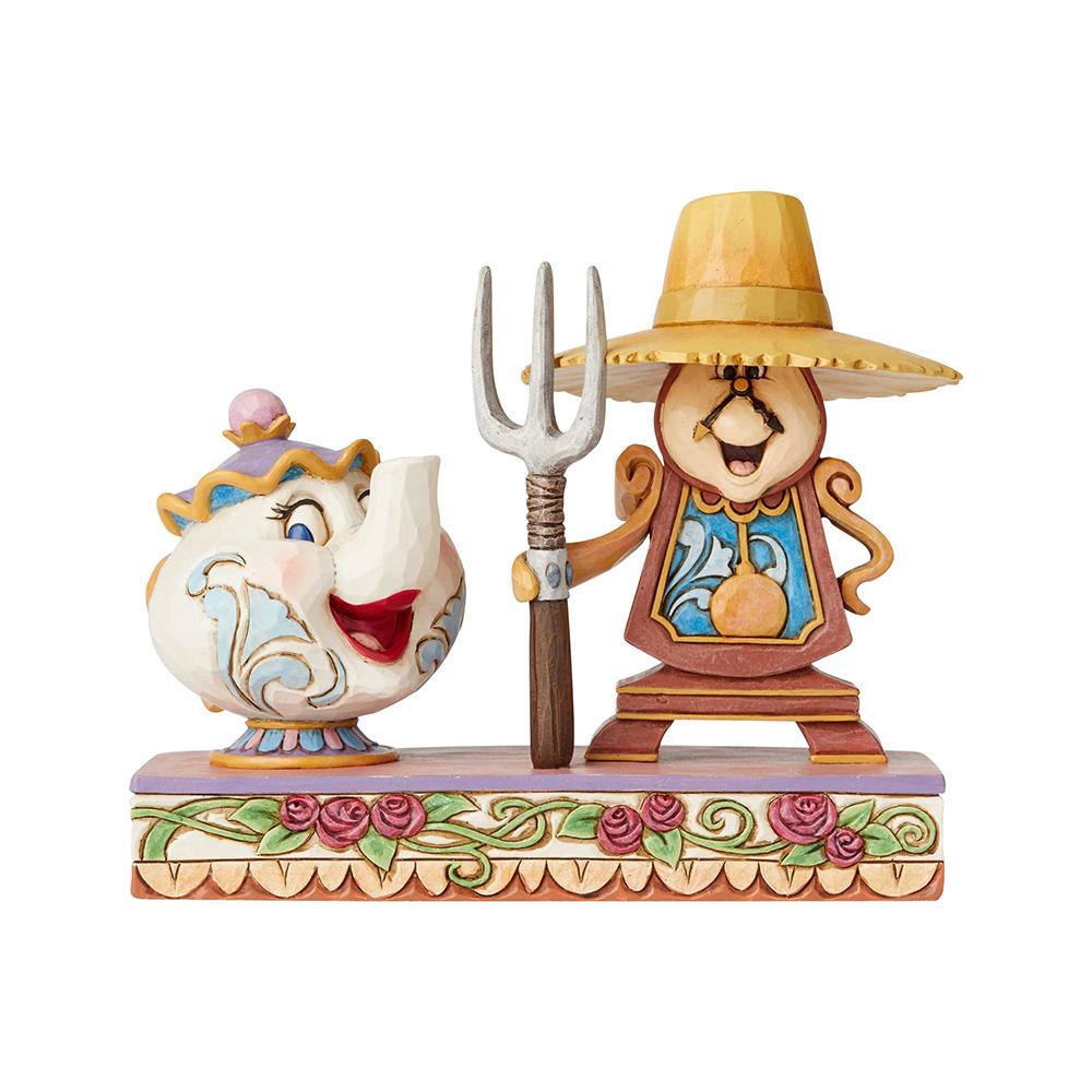 Jim Shore Disney Traditions - Mrs Potts & Cogsworth Workin Round The Clock Figurine