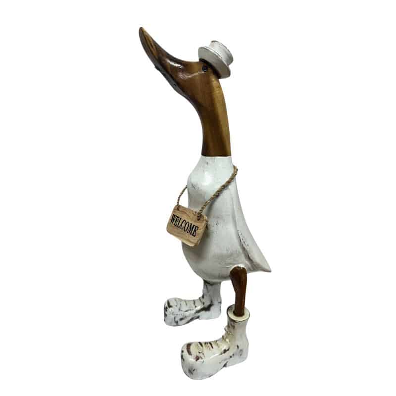 Handcrafted Duck Figurine w/welcome Sign 40x 20x 43cm